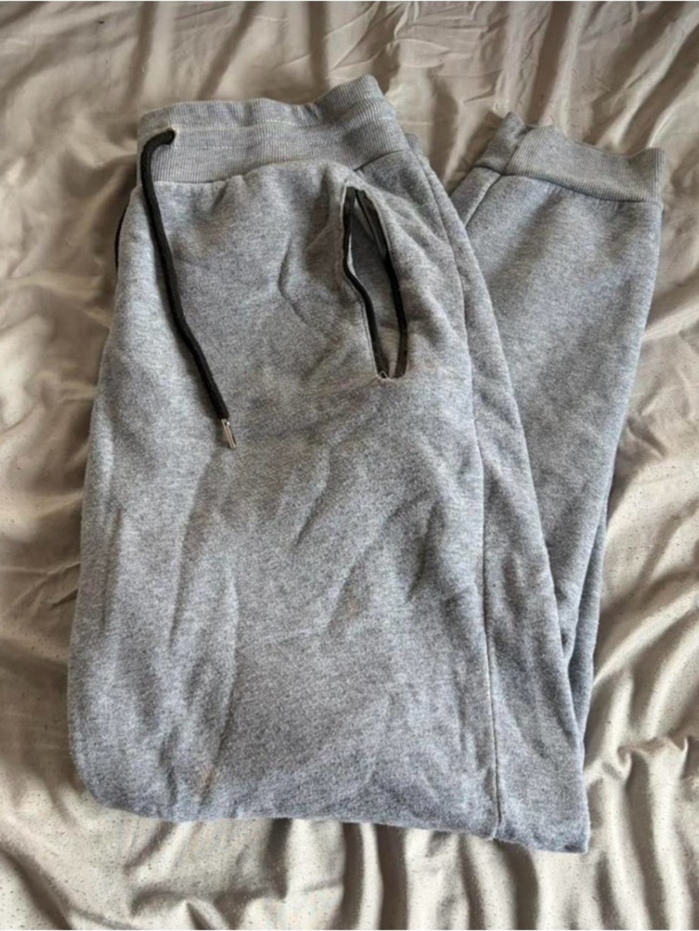 Classic Men's Grey Fleece Joggers with Zipper Pocket